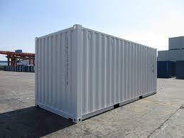 Afbeelding van de buitenkant van een witte opslagcontainer.